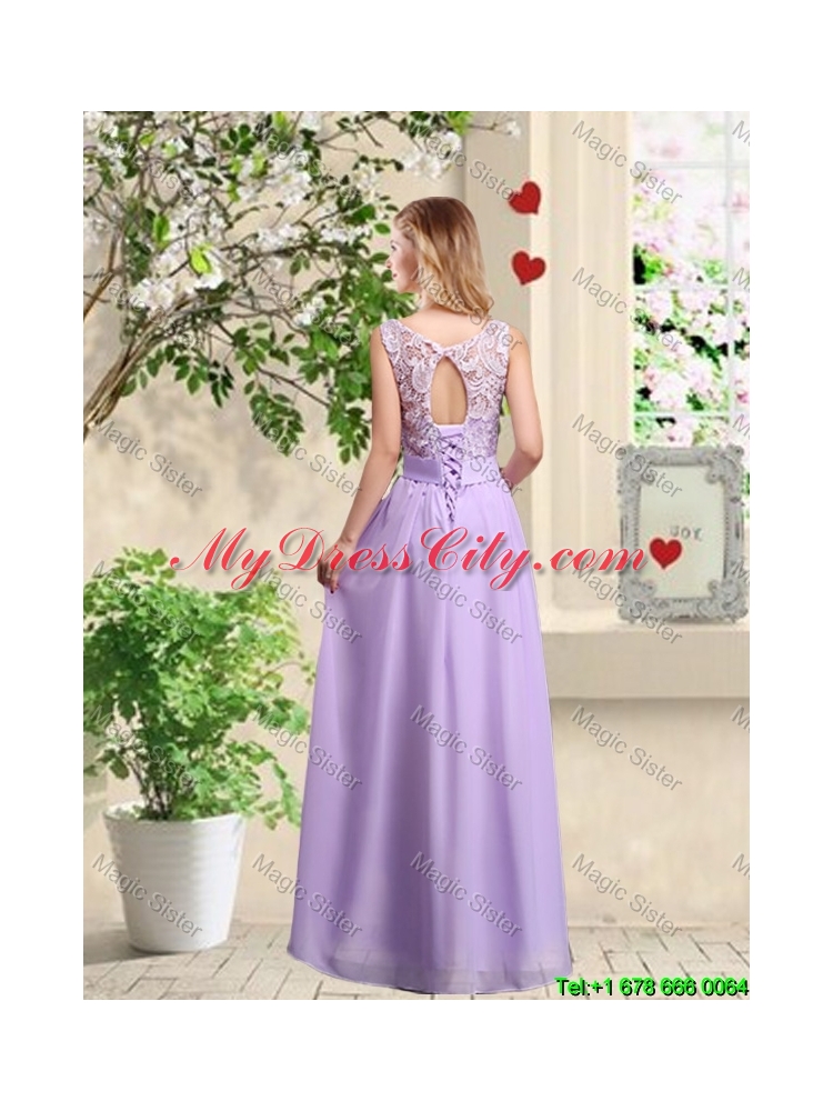 Beautiful Scoop Bridesmaid Dresses with Lace and Bowknot