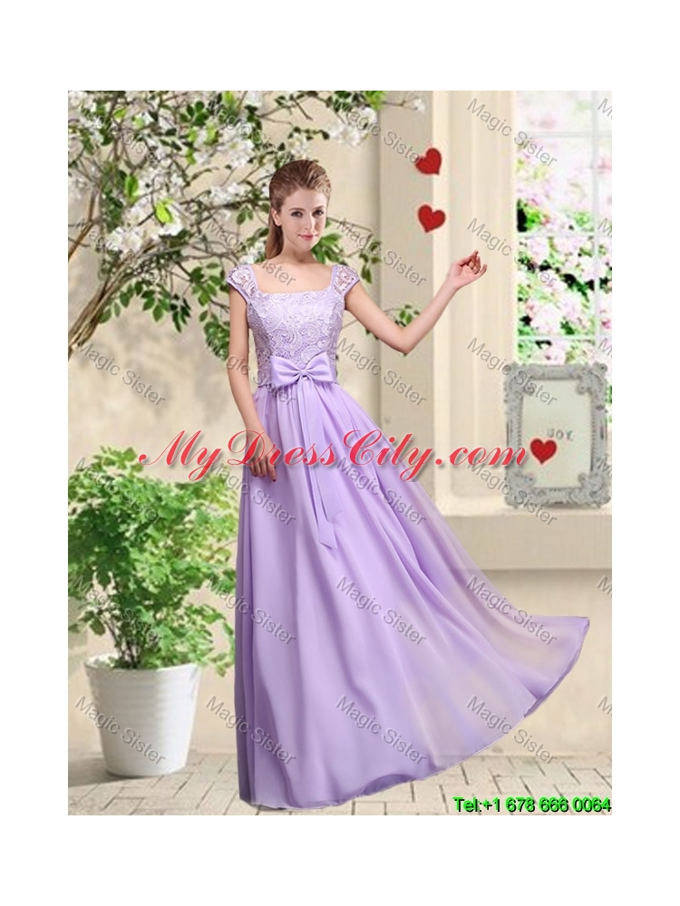 Beautiful Scoop Bridesmaid Dresses with Lace and Bowknot