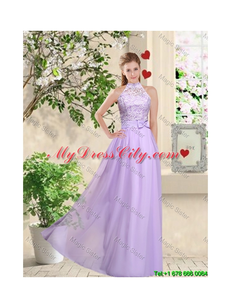 Beautiful Scoop Bridesmaid Dresses with Lace and Bowknot