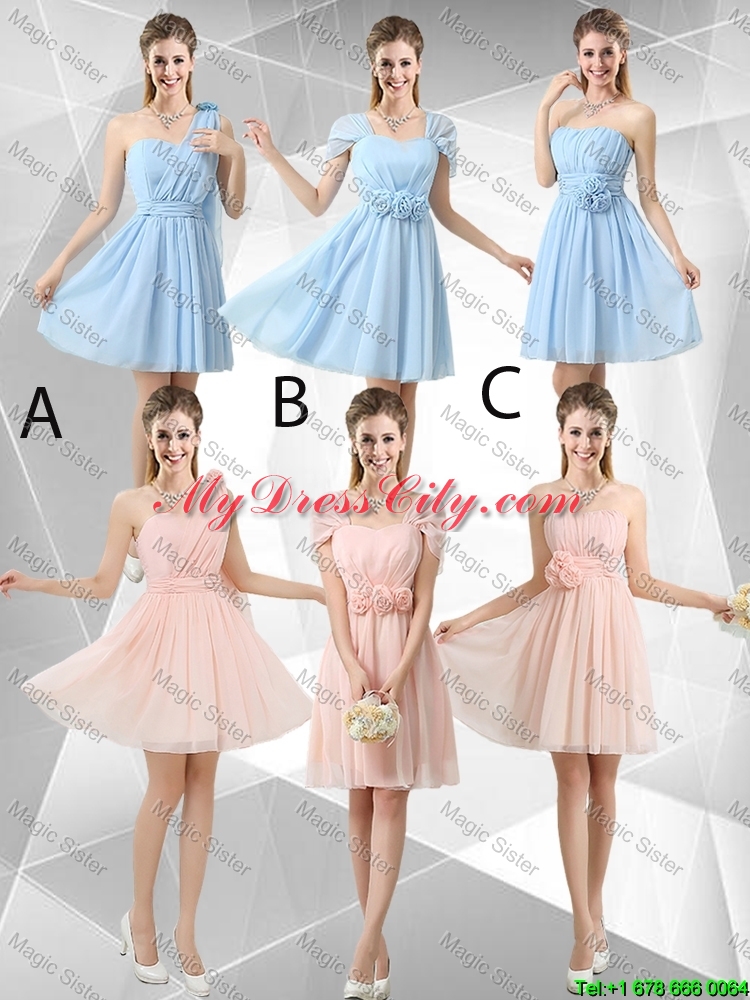 Decent One Shoulder Bridesmaid Dresses with Hand Made Flowers