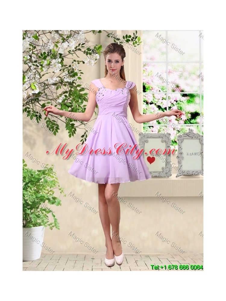 Decent Scoop Bowknot Bridesmaid Dresses with Cap Sleeves