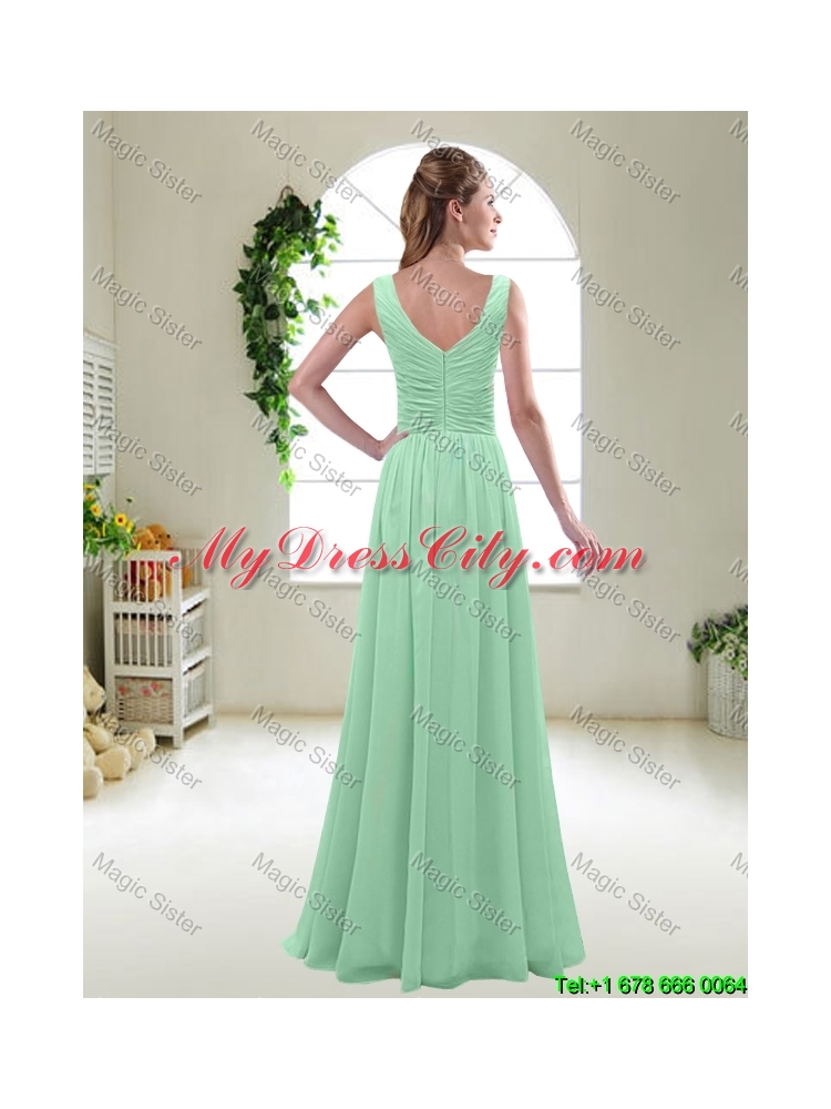 New Style 2016 Zipper up Bridesmaid Dresses with V Neck