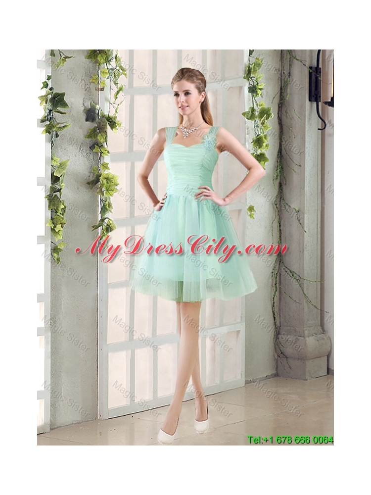 2015 Custom Made A Line Straps Prom Dresses with Ruching