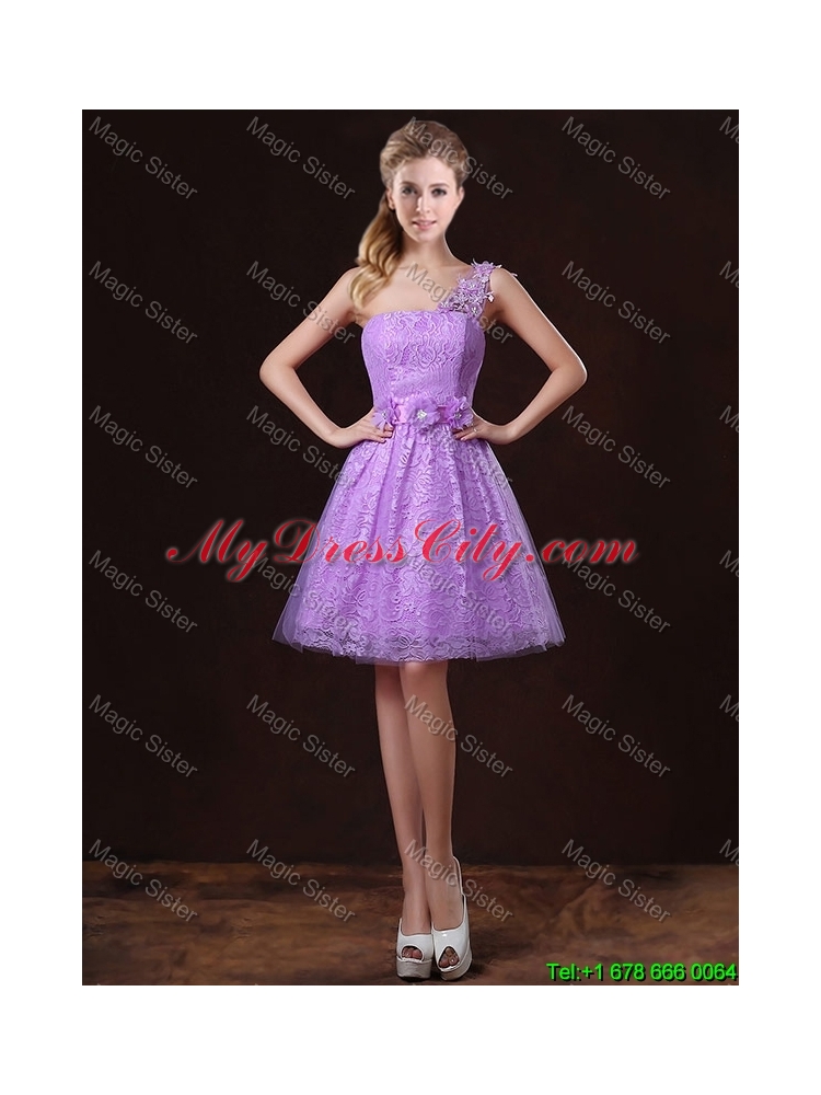 2015 Popular Laced Lilac Prom Dresses with A Line