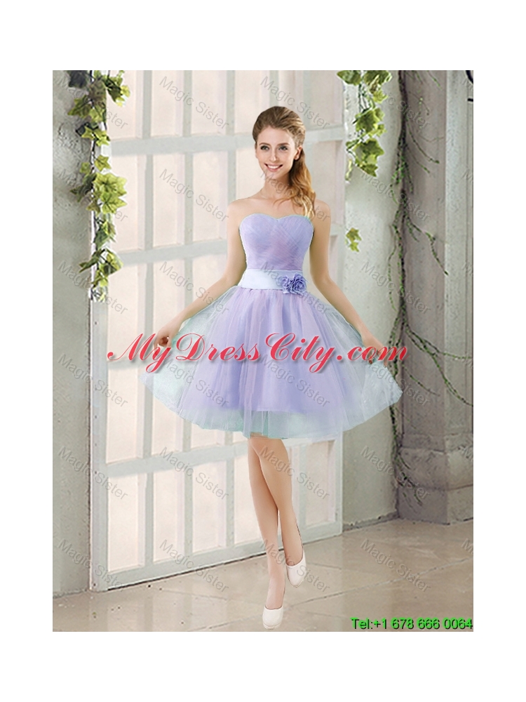 2015 Summer A Line Strapless Prom Dresses with Hand Made Flowers