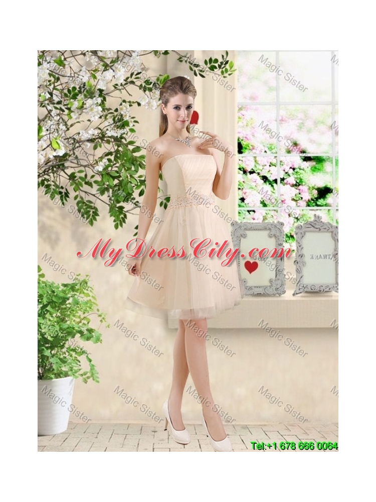 Beautiful Short Champagne Prom Dresses with One Shoulder