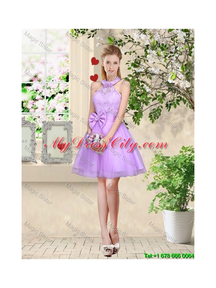 Popular A Line One Shoulder Laced Prom Dresses in Lavender