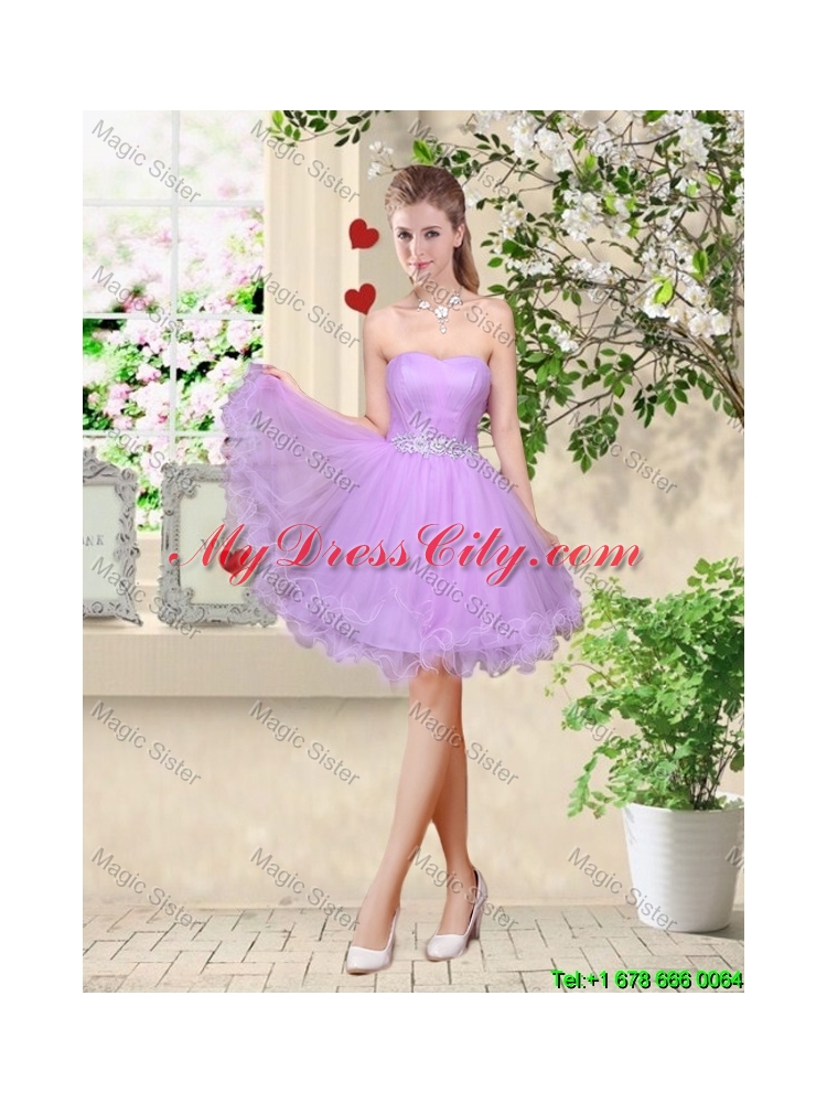 Popular A Line One Shoulder Laced Prom Dresses in Lavender