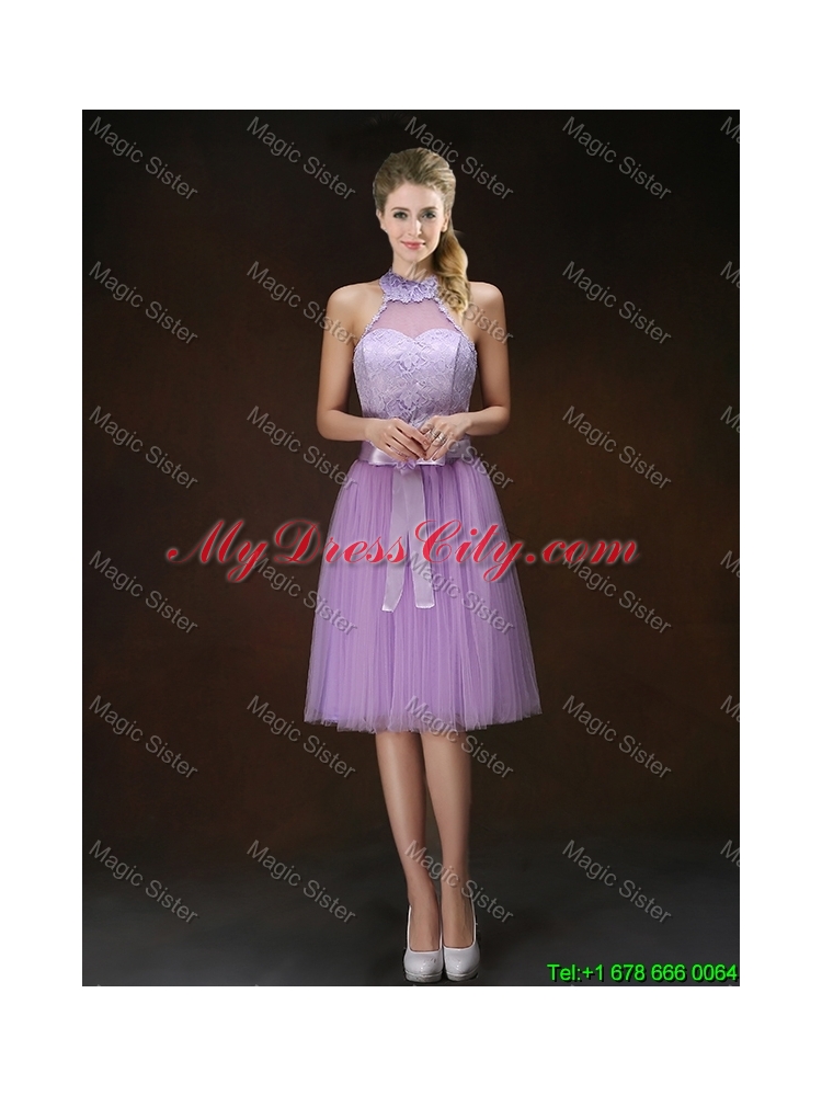 Popular Knee Length Prom Dresses with Halter Top