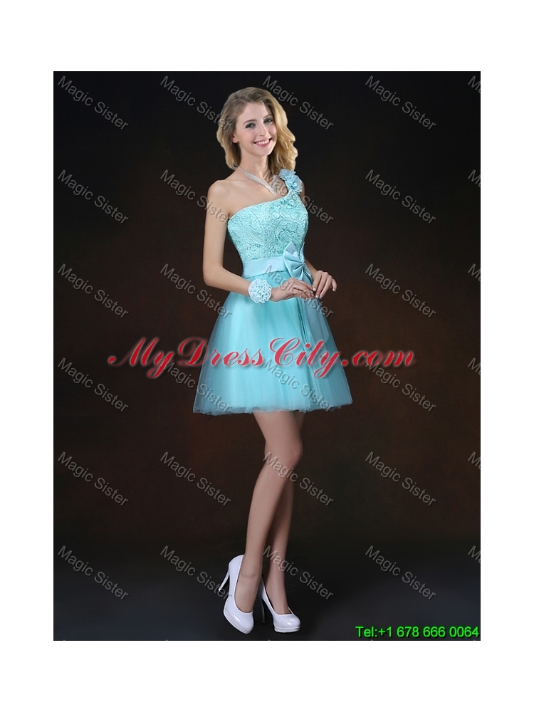 Cheap Lace Short Prom Dresses in Aqua Blue