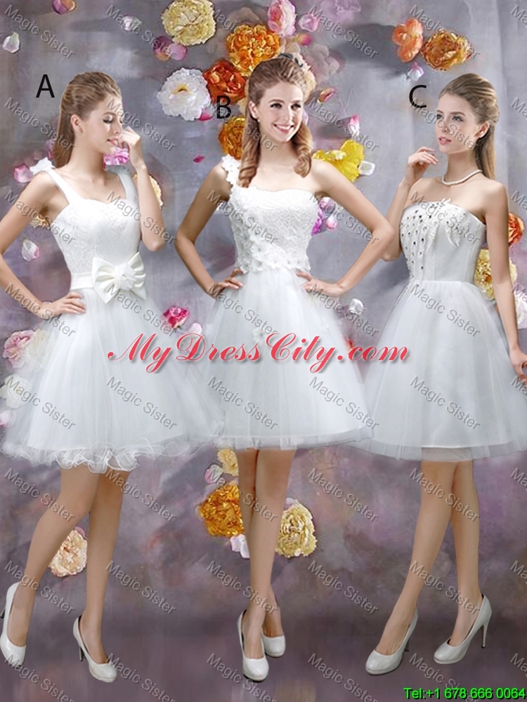 Discount One Shoulder Appliques Prom Dresses in White