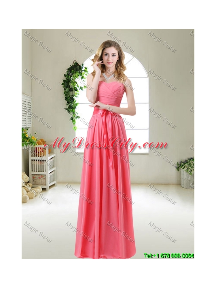 Fashionable Ruched Prom Dresses in Watermelon Red