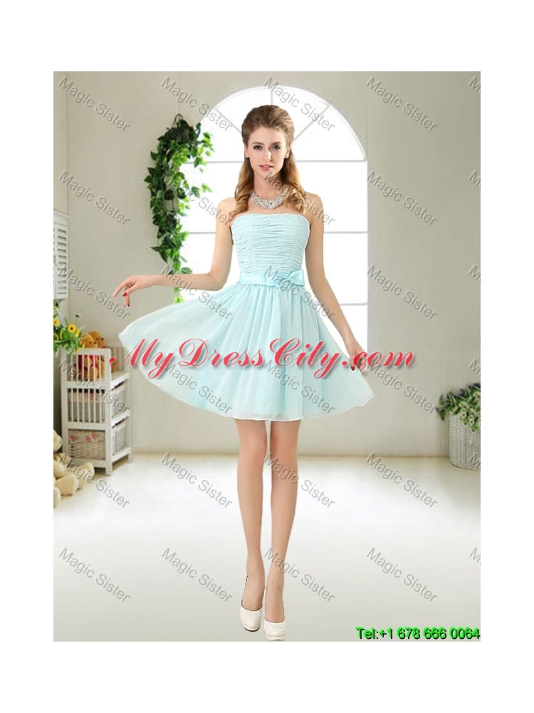 Fashionable V Neck Bowknot Prom Dresses in Mini Length