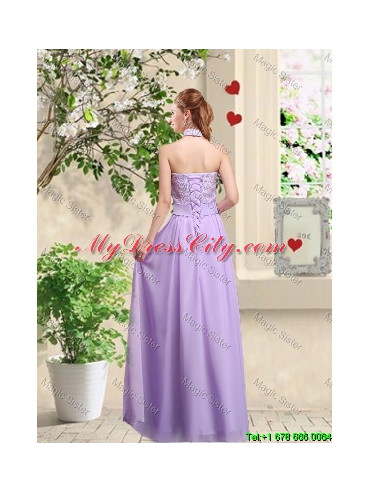 Luxurious Halter Top 2016 Prom Dresses with Bowknot