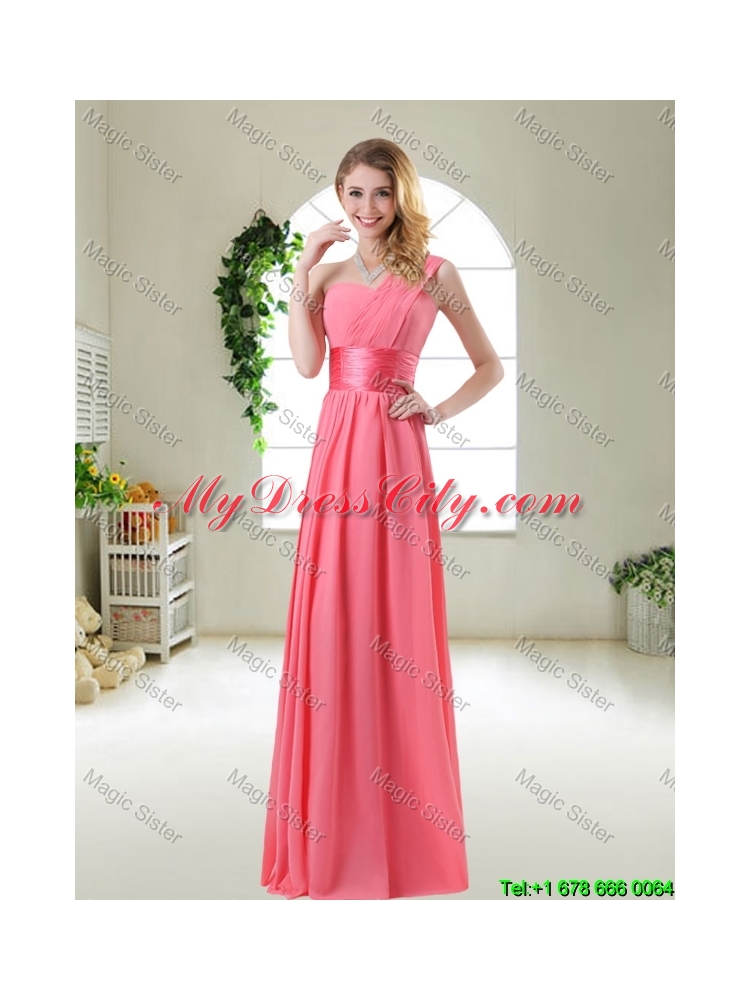 Elegant Strapless Dama Dresses in Watermelon Red