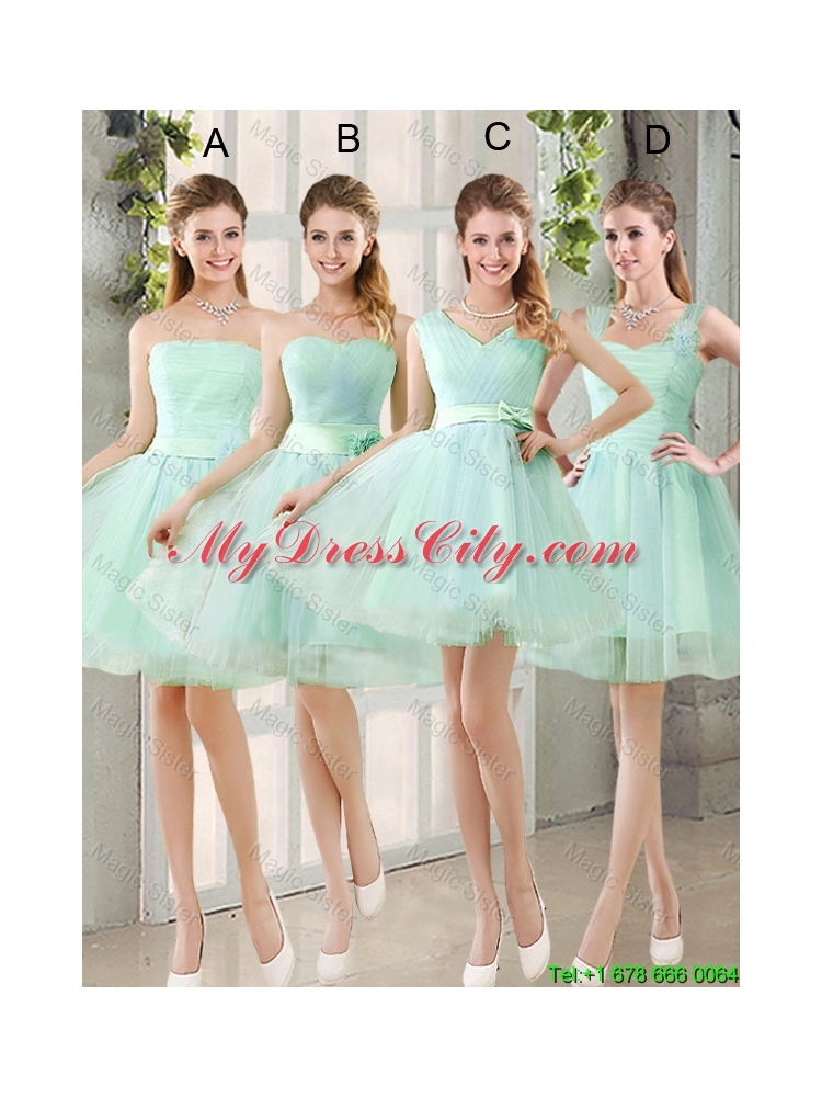 2016 Spring A Line Ruching Dama Dresses with Belt in Apple Green