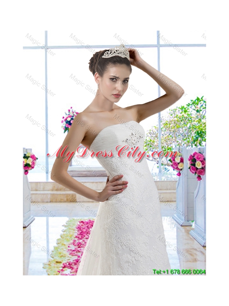 Beautiful 2016 Mermaid Laced Wedding Dresses with Watteau Train