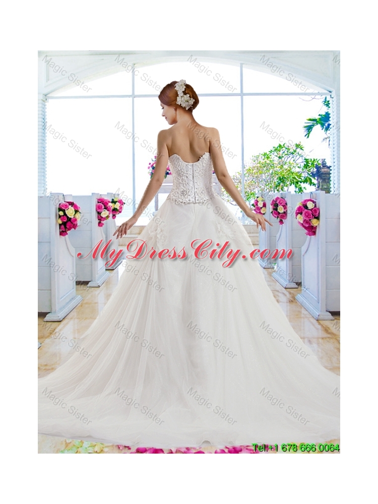 Classical A Line Court Train Wedding Dresses for Garden