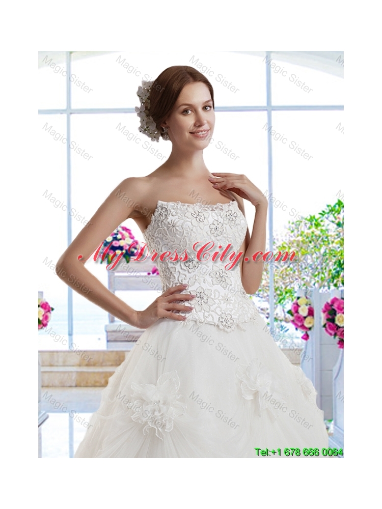 Classical A Line Court Train Wedding Dresses for Garden