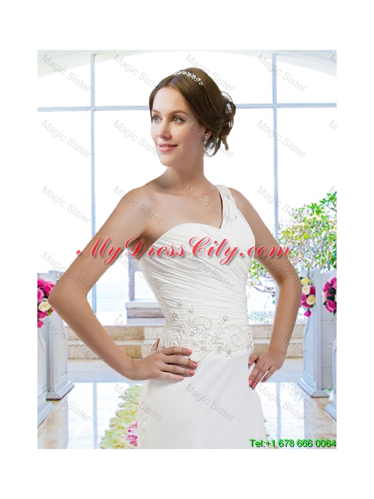 Designer Column One Shoulder Wedding Dresses for Beach