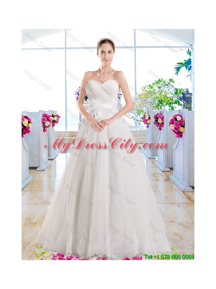 Exquisite Appliques Sweetheart Bridal Dresses with A Line