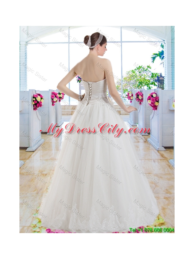 Exquisite Appliques Sweetheart Bridal Dresses with A Line