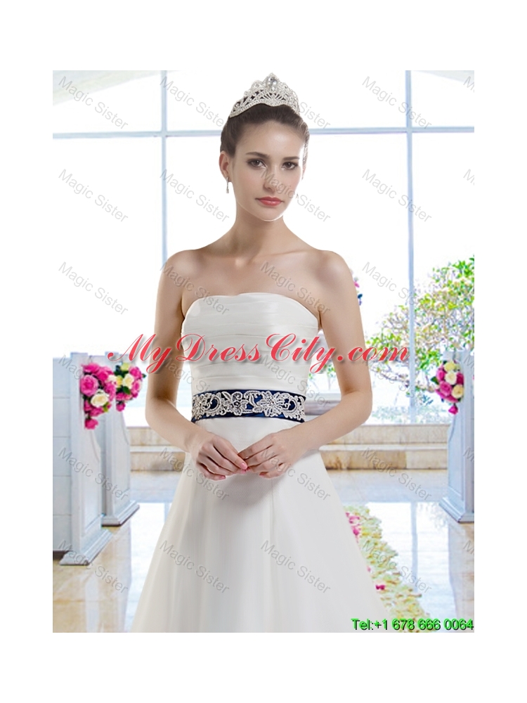 Fabulous Laced and Belt Wedding Gowns with Strapless