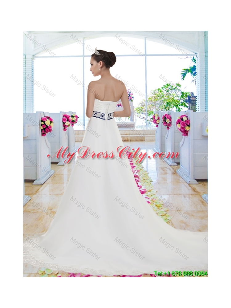 Fabulous Laced and Belt Wedding Gowns with Strapless