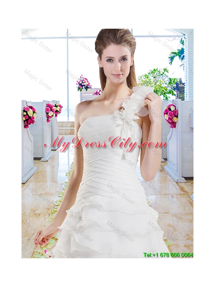 New Style Ruffled Layers Bridal Dresses with One Shoulder