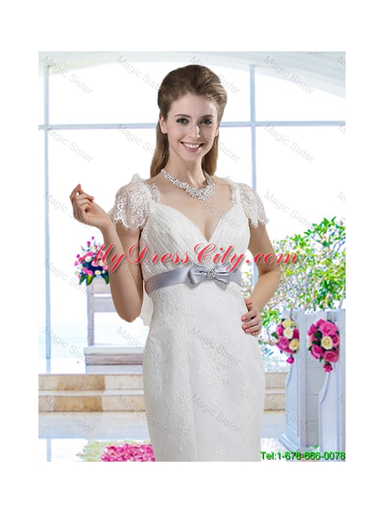 Hot Sale Bowknot 2016 Wedding Gowns with Lace