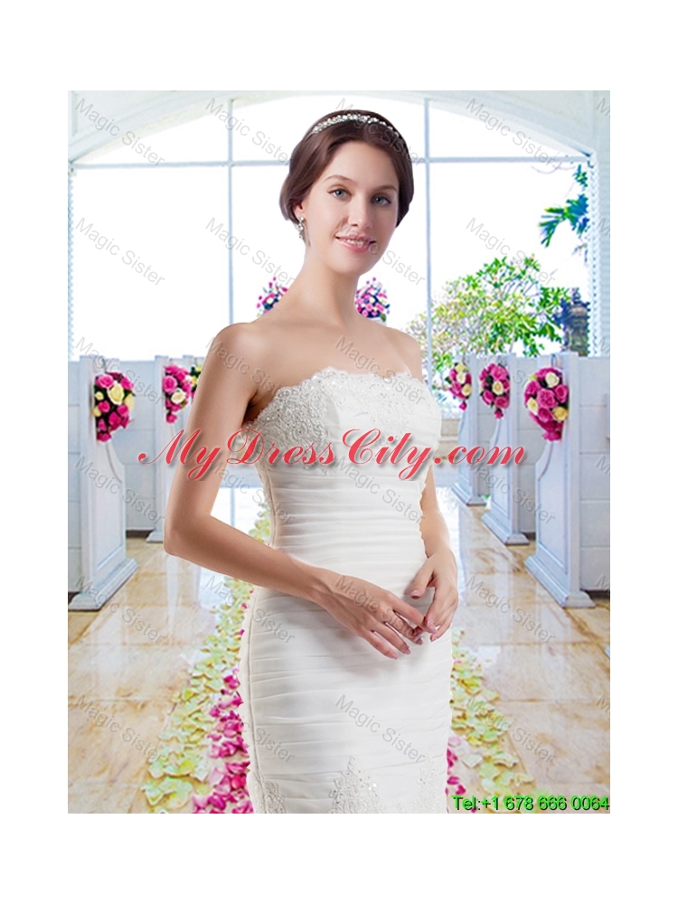 Hot Sale Mermaid Strapless Wedding Dresses with Ruffles