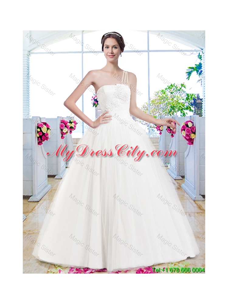 Wonderful A Line One Shoulder Wedding Dresses with Appliques