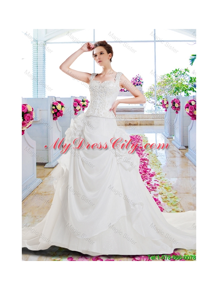 Fashionable A Line Wedding Dresses with Appliques