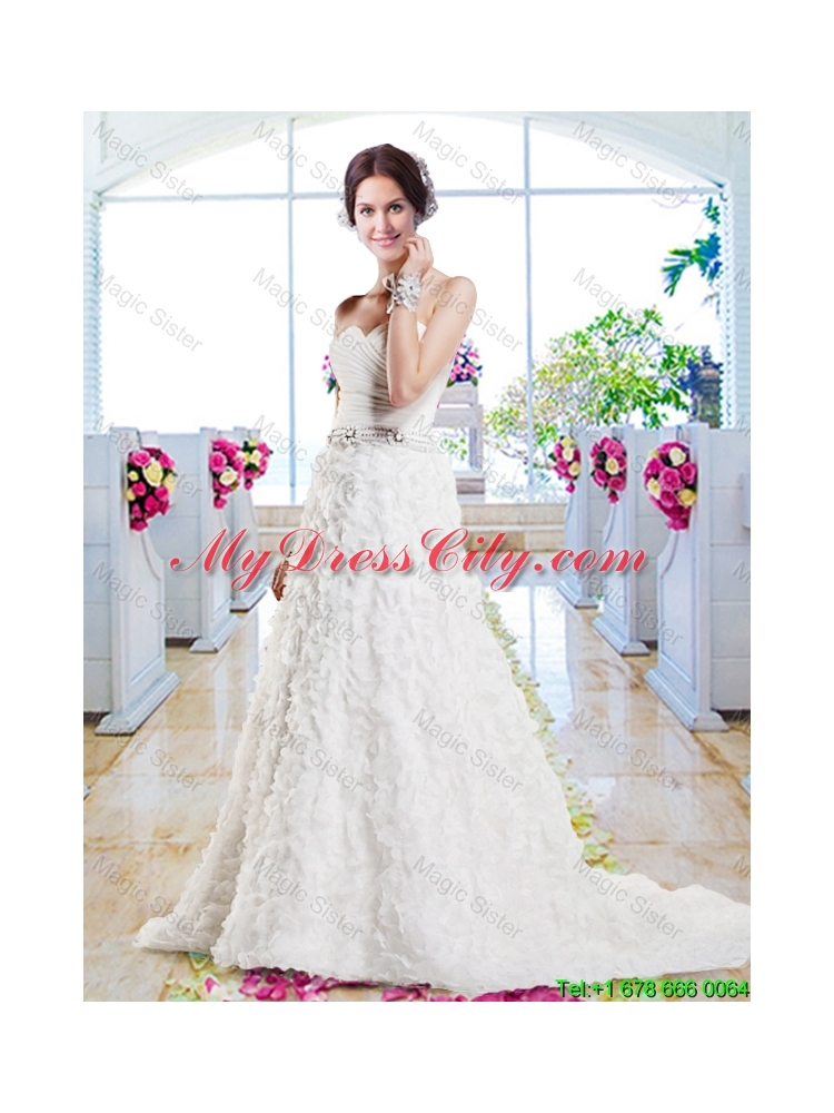 Affordable A Line Sweetheart Wedding Gowns with Appliques