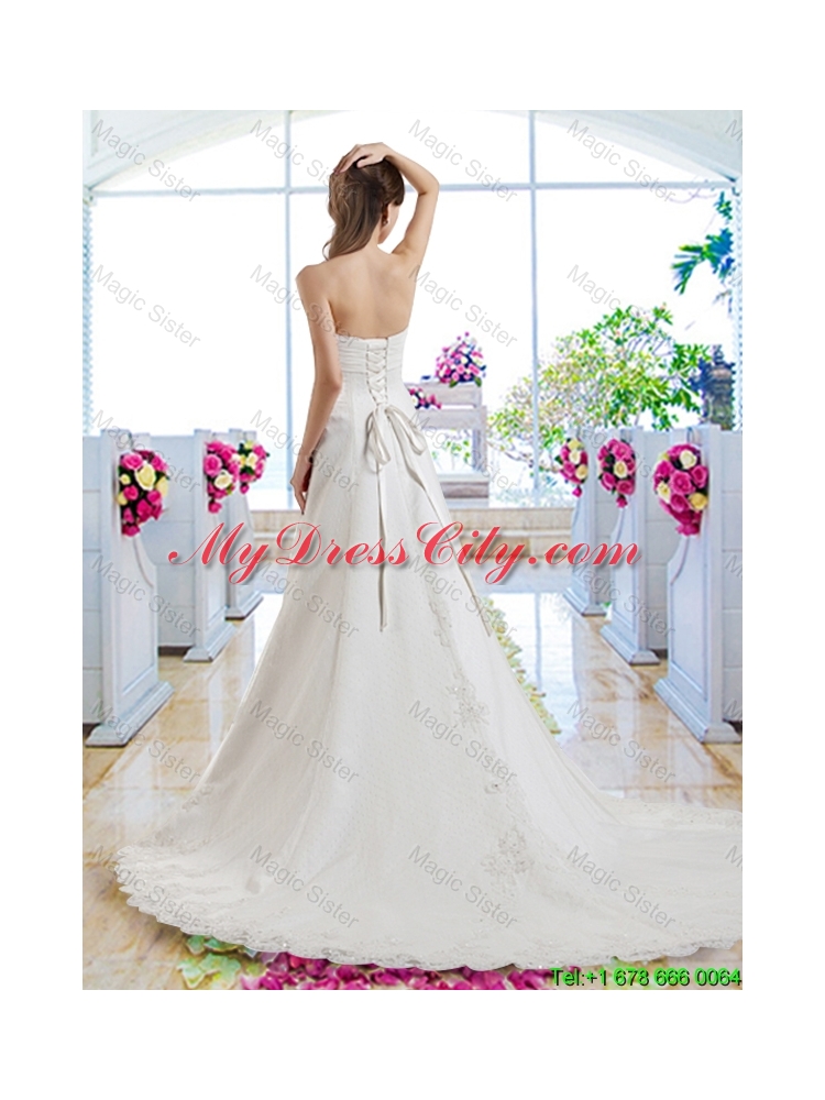 Beautiful A Line Strapless Bridal Dresses with Appliques