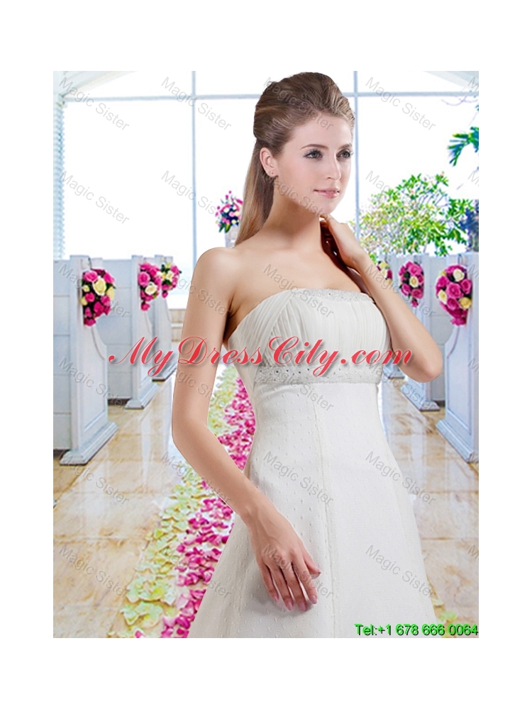 Beautiful A Line Strapless Bridal Dresses with Appliques