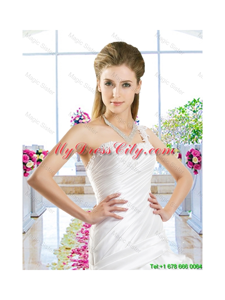 Beautiful One Shoulder Bridal Gowns with Ruffled Layers