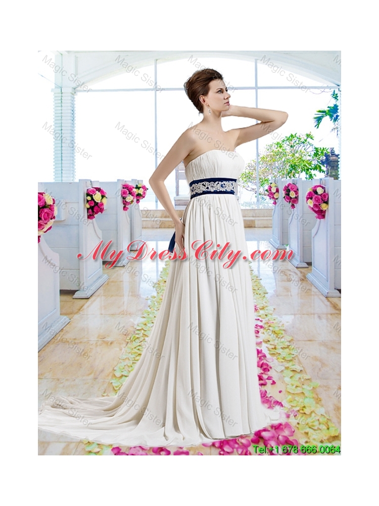 Exclusive Empire Strapless Bridal Dresses with Sashes