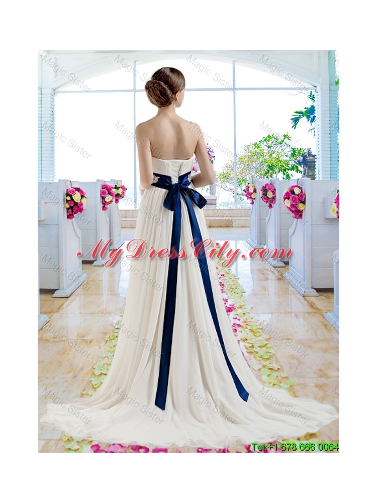 Exclusive Empire Strapless Bridal Dresses with Sashes