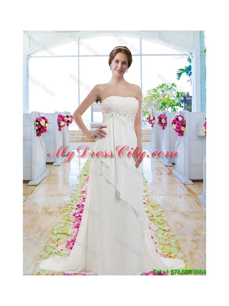 New Arrivals Empire Strapless Wedding Gowns with A Line