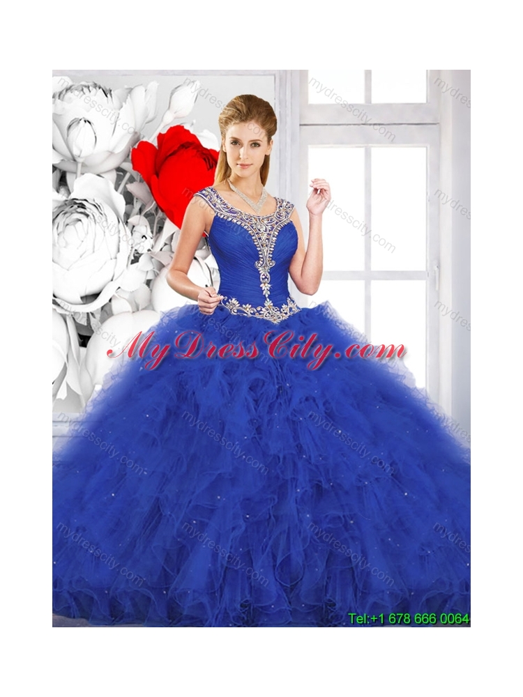 2015 Winter Beautiful Scoop Ruffles Quinceanera Dresses with Beading