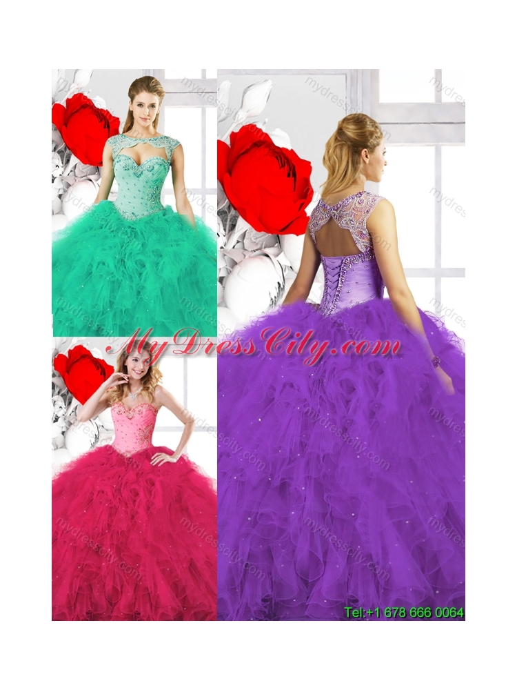 2015 Winter Exclusive Sweetheart Quinceanera Gowns with Beading and Ruffles