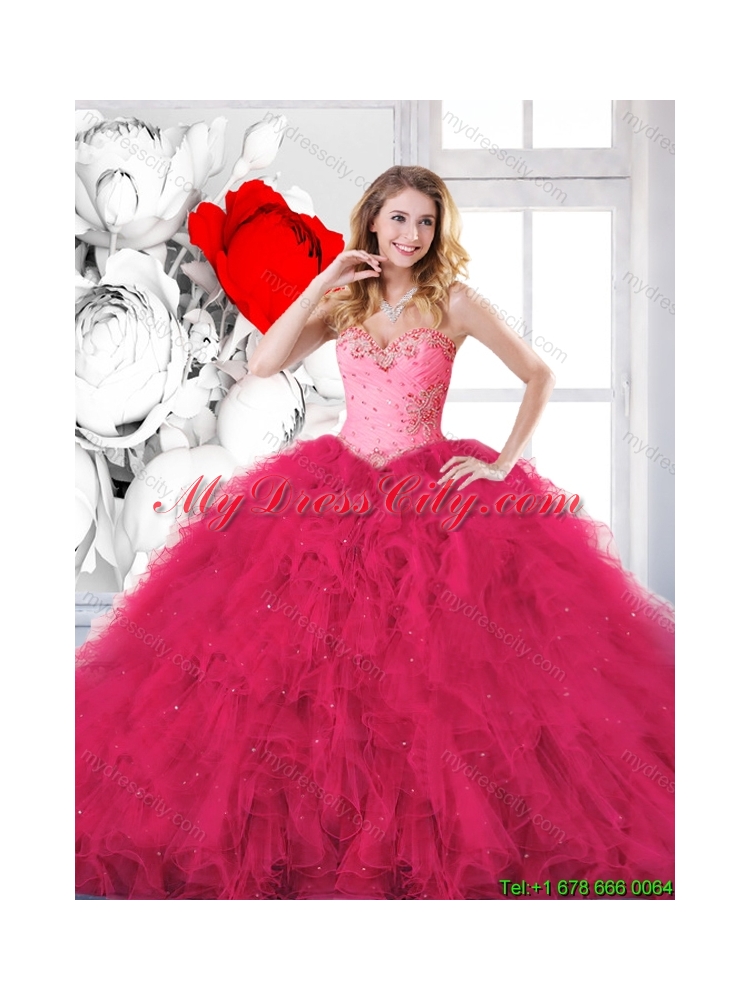 2015 Winter Exclusive Sweetheart Quinceanera Gowns with Beading and Ruffles