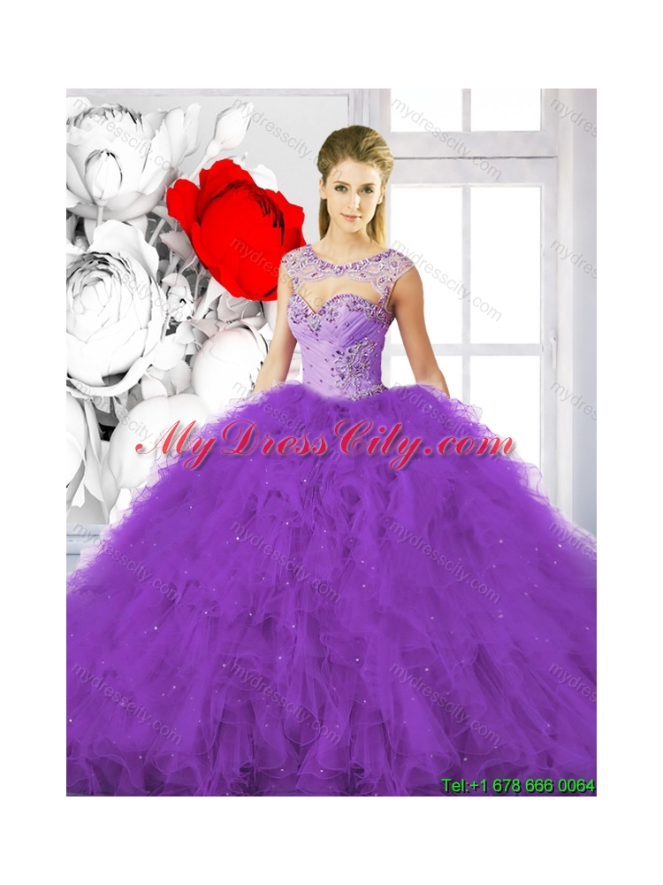 2015 Winter Exclusive Sweetheart Quinceanera Gowns with Beading and Ruffles