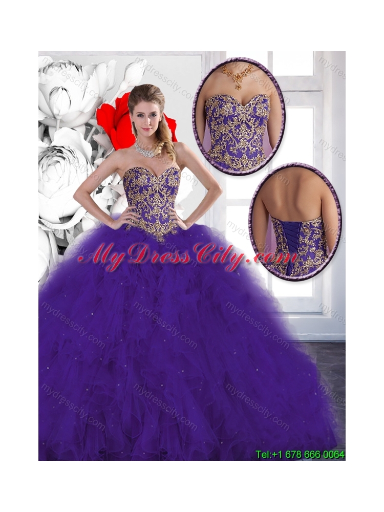 2016 Spring Elegant Beading and Ruffles Quinceanera Dresses with Lace Up