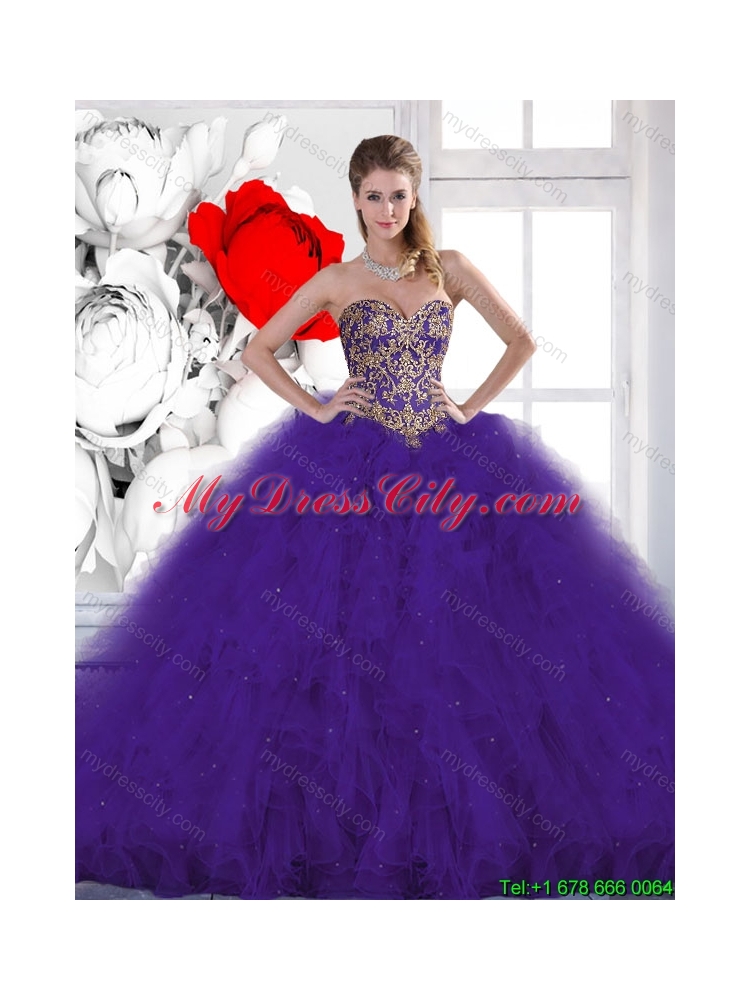 2016 Spring Elegant Beading and Ruffles Quinceanera Dresses with Lace Up