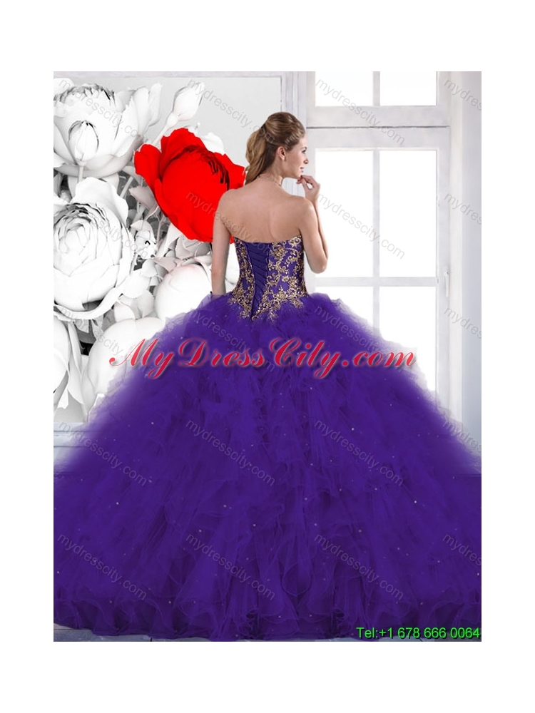 2016 Spring Elegant Beading and Ruffles Quinceanera Dresses with Lace Up