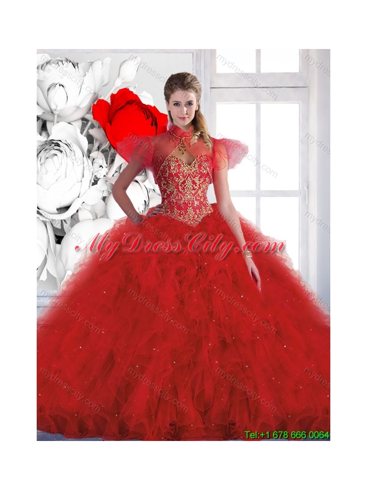 2016 Spring Elegant Beading and Ruffles Quinceanera Dresses with Lace Up