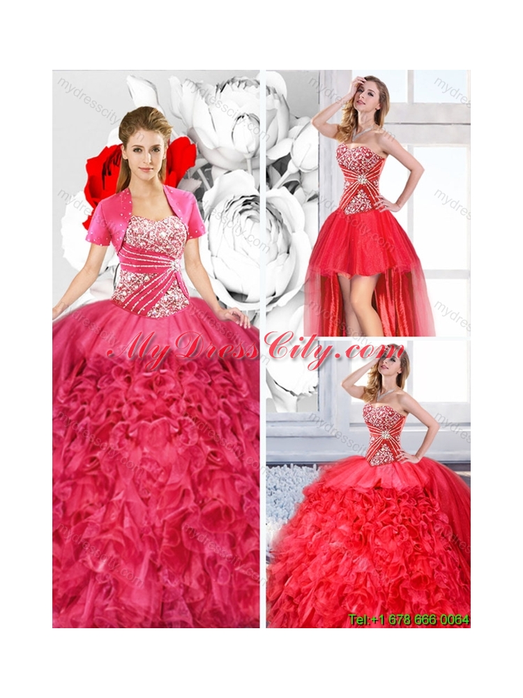 2016 Spring Pretty Sweetheart Detachable Quinceanera Dresses with Ruffles