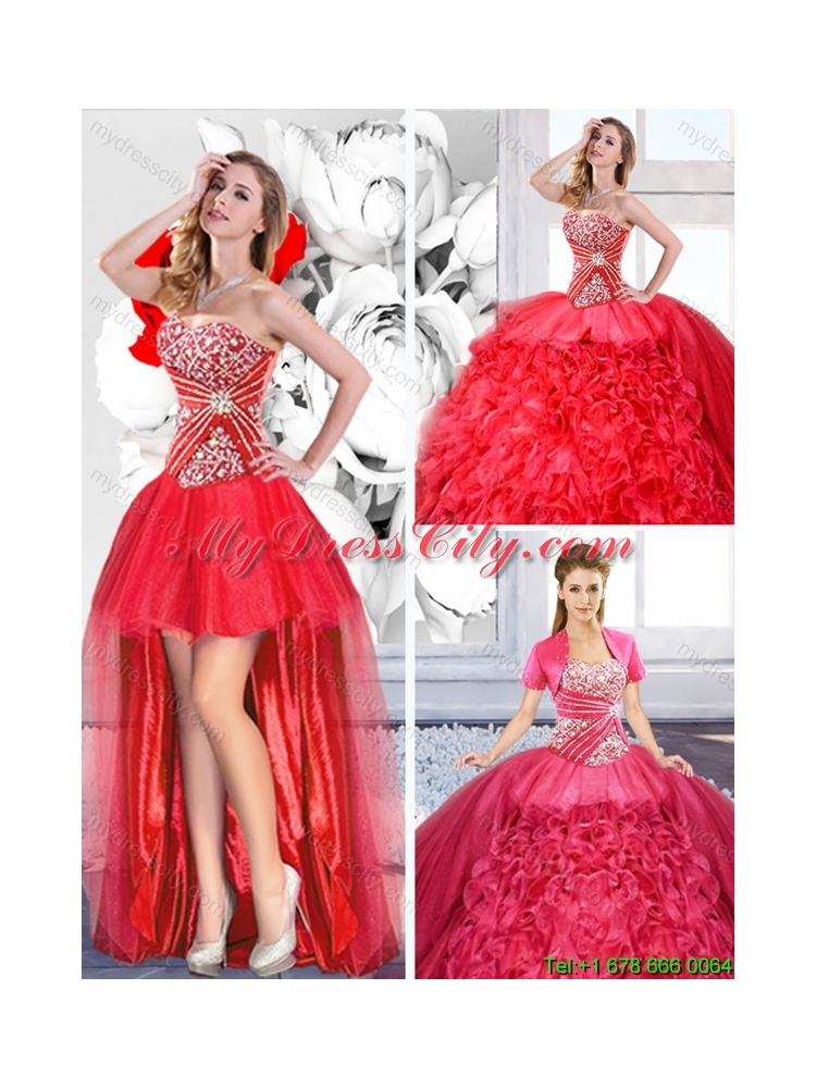 2016 Spring Pretty Sweetheart Detachable Quinceanera Dresses with Ruffles